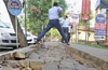 Footpath sinks on Road in Hampankatta
